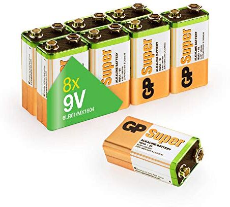 GP Batteries Confezione risparmio da 8 batterie, 9V, MN1604, Multicolore