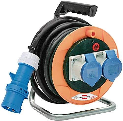 Brennenstuhl Avvolgicavo 10 M Serie Garant St Cee 2 Compatto con Spina e 2 Prese Cee 3 Poli 230V/16A Ip44, Giallo