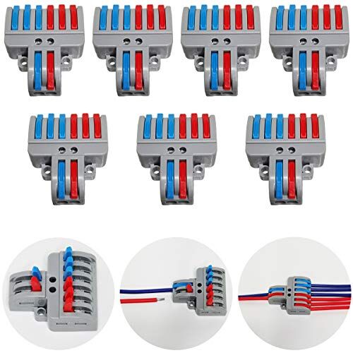 CTRICALVER Set di terminali , set di terminali di collegamento con leva, connettore per cavo push, terminali plug-in compatti, 7 terminali a 8 poli, con viti di montaggio (2 in 6 out)