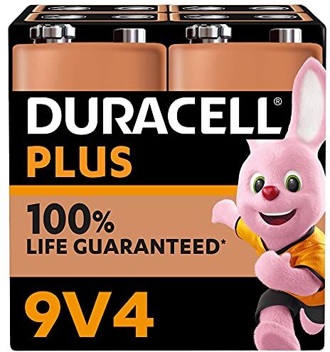 Duracell Batterie Plus 9V (pacco da 4) Alcalina Fino al 100% di extra durata Affidabilità per i dispositivi a uso quotidiano 0% plastica nel pacco 5 anni di conservazione 6LR61 MN1604