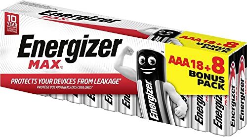 Energizer Max 18+8 gratis micro (AAA) batteria alcalina manganese 1,5 V, 26 pezzi.