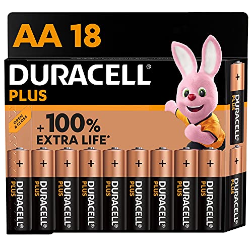Duracell Batterie Plus AA (pacco da 18) Alcalina 1.5V Fino al 100% di extra durata Affidabilità per i dispositivi a uso quotidiano 0% plastica nel pacco 10 anni di conservazione LR6 MN1500