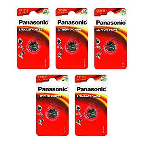 Panasonic – Set di 5 pile a bottone Cell Power CR1616 litio 3 V 0,55 mAh