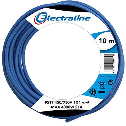 Electraline Cavo Unipolare FS17, Sezione 1 x 4 mm², Blu, 10 m