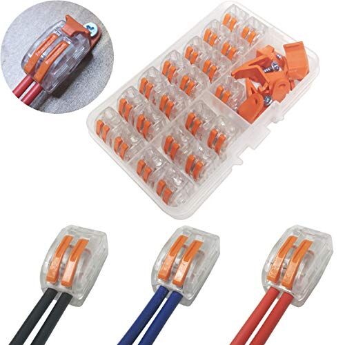 CTRICALVER Morsettiere elettriche, Capicorda a Morsetto a Leva Connettore cavo elettrico Kit di morsettiere,Blocchi connettori elettrici 21 Pezzi 2 Porte.