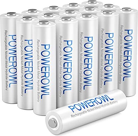 POWEROWL Batterie Ricaricabili AAA, 1000mAh Pre-Carica Ni-MH Bassa autoscarica Pile Ricaricabili AAA Ministilo 1,2V 1200 Cicli (16 Pezzi)