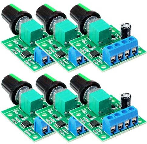 Gebildet 6pcs PWM Regolatore di Velocità del Motore a Bassa Tensione DC 1.8V/3V/5V/6V/12V 2A 1803BK 1803B Interruttore Driver Regolabile con Manopola di Controllo della Velocità