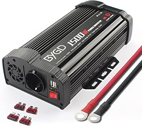 Generic 1500W Inverter Potenza, Convertitore Power Inverter Auto Onda Sinusoidale Convertitore DC 12 V a AC 220 V 230 V Adattatore Caricabatterie Trasformatore 2 Porte USB per Ipad, Iphone ecc.