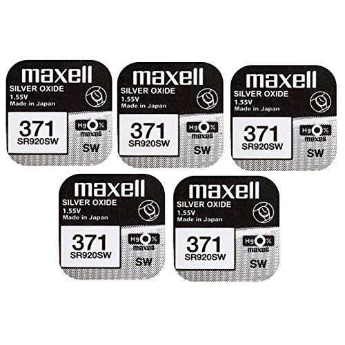 Maxell 371 SR920SW 5 batterie per orologio con ossido di argento 0% mercurio