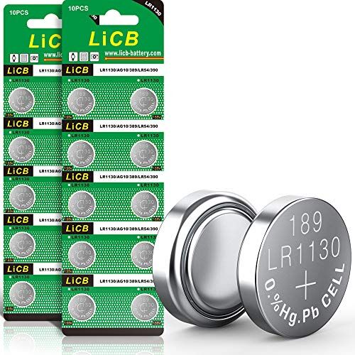 LiCB Batterie LR1130, batterie alcaline AG10 I1131 189 da 1,5 V, pile lr54, 3 anni di conservazione, 20 pezzi