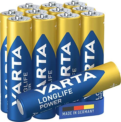 Varta Longlife Power Batterie AAA Micro LR03 (pacco da 8+4) Batteria alcalina Made in Germany Ideali per giocattoli, torce, controller e altri dispositivi a batteria