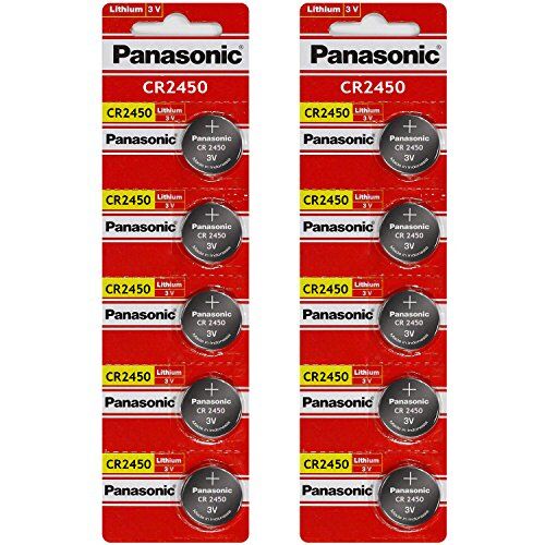Panasonic , batteria a bottone da 3 V al litio, CR2450, confezione da 10 batterie