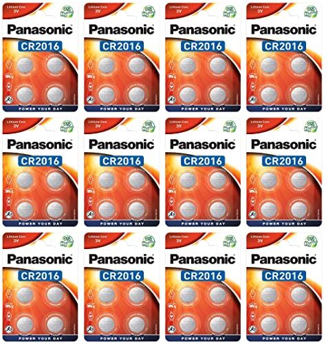Panasonic CR2016 Pila bottone al litio 3 V, 90 mAh Blister 4 x12 Confezione 12 blister