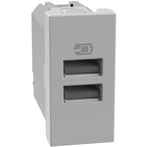 BTicino JG4191AA - Caricatore USB - Grigio - 15W - 2 Porte BTicino JG4191AA - Caricatore USB - Grigio - 15W - 2 Porte