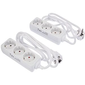 Kopp Set di 2 ciabattine a 3 prese, con elevata protezione da contatto, con cavo di alimentazione da 1,4 m, H05VV-F3G1,5 mm², 16 A, 250 V, colore bianco artico Kopp Set di 2 ciabattine a 3 prese, con elevata protezione da contatto, con cavo di alimentazione da 1,4 m, H05VV-F3G1,5 mm², 16 A, 250 V, colore bianco artico