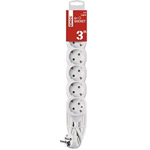 EMOS P0623R - Cavo di prolunga - 3m, 6 prese, bianco EMOS P0623R - Cavo di prolunga - 3m, 6 prese, bianco