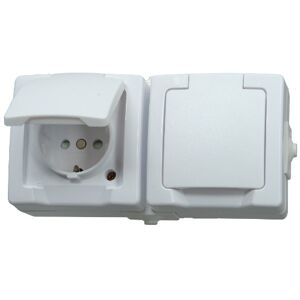 Kopp Presa di alimentazione resistente all'acqua con messa a terra, 2 uscite, copertura e protezione contro scosse elettriche Kopp Presa di alimentazione resistente all'acqua con messa a terra, 2 uscite, copertura e protezione contro scosse elettriche