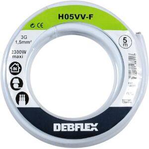 Debflex - H05VV-F 3G 1.5mm² - Bianco - 5m - Cable Debflex - H05VV-F 3G 1.5mm² - Bianco - 5m - Cable