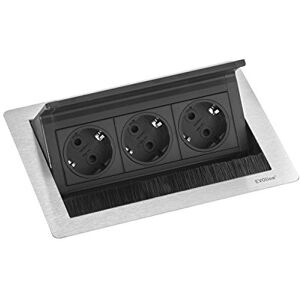 EVOline Flip Top Push Ciabatta - Acciaio Inox, 3 prese Schuko, Cavo 3m EVOline Flip Top Push Ciabatta - Acciaio Inox, 3 prese Schuko, Cavo 3m