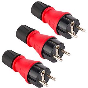 Electraline Confezione da 3 Spine Professionali Schuko, Protezione IP54, con Ghiera di Bloccaggio Cavo per Facilitare il Cablaggio, Rosso Electraline Confezione da 3 Spine Professionali Schuko, Protezione IP54, con Ghiera di Bloccaggio Cavo per Facilitare il Cablaggio, Rosso