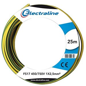 Electraline Cavo Unipolare FS17, Sezione 1 x 2.5 mm², Giallo/Verde, 25 m Electraline Cavo Unipolare FS17, Sezione 1 x 2.5 mm², Giallo/Verde, 25 m
