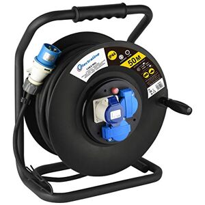Electraline Prolunga in Gomma 3G1.5 mm² con Avvolgicavo, 2 Prese Industriali IEC e 1 Schuko Spina a 3 Poli Adatto per Camper, Campeggio, Caravan, Barca, Cantiere, Nero, 50 m Electraline Prolunga in Gomma 3G1.5 mm² con Avvolgicavo, 2 Prese Industriali IEC e 1 Schuko Spina a 3 Poli Adatto per Camper, Campeggio, Caravan, Barca, Cantiere, Nero, 50 m
