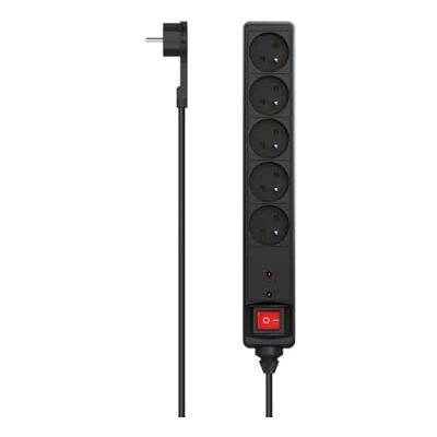Hama Multipresa Parasurtensore con interruttore luminoso (blocco 5 prese 16A, prolunga 1,5 m, presa multipla a risparmio energetico, prese 45°, presa maschio piatta, 3680W, cavo H05VV-F3G1.5) nero Hama Multipresa Parasurtensore con interruttore luminoso (blocco 5 prese 16A, prolunga 1,5 m, presa multipla a risparmio energetico, prese 45°, presa maschio piatta, 3680W, cavo H05VV-F3G1.5) nero