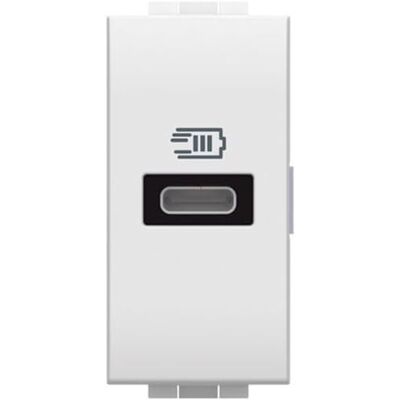 Caricatore USB Bticino N4192c - 3A/5V, 20W - Bianco - USB-C - 1 Modulo - Ricarica rapida Caricatore USB Bticino N4192c - 3A/5V, 20W - Bianco - USB-C - 1 Modulo - Ricarica rapida
