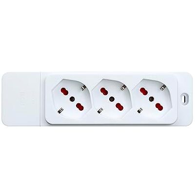Rosi Multipresa con 3 Prese Schuko, Bianco - Multipresa Rosi Multipresa con 3 Prese Schuko, Bianco - Multipresa