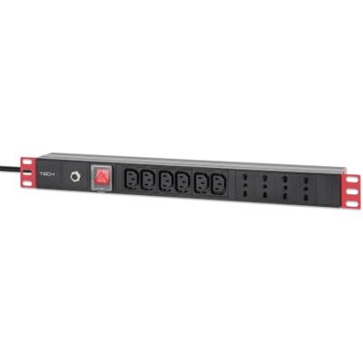 Techly Professional 023301 Multipresa 4 IT + 6 VDE da Rack 19" con Interruttore Spina Italiana 1U Nero Techly Professional 023301 Multipresa 4 IT + 6 VDE da Rack 19" con Interruttore Spina Italiana 1U Nero