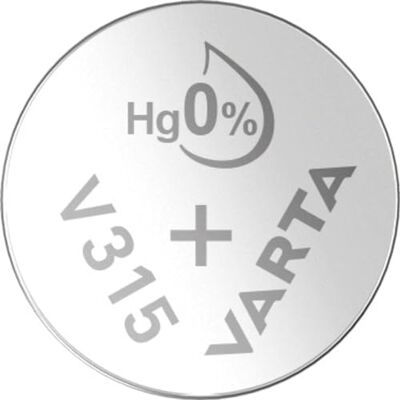 Varta V315, SR67, SR716SW, 315, 315101111, Batteroa a Bottone, Ossido D'Argento, 1,55 Volts, Diametro 7,9 mm, Altezza 1,65 mm, Confezione 1 Pila Varta V315, SR67, SR716SW, 315, 315101111, Batteroa a Bottone, Ossido D'Argento, 1,55 Volts, Diametro 7,9 mm, Altezza 1,65 mm, Confezione 1 Pila