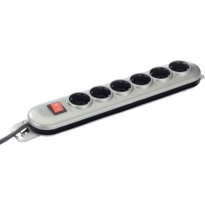 Unitec Torrette Elettriche, Prolunga Ciabatta a 6 Ingressi con Interruttore Silver Line Unitec Torrette Elettriche, Prolunga Ciabatta a 6 Ingressi con Interruttore Silver Line
