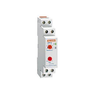 LOVATO Relè di livello per liquidi conduttivi, svuotamento o riempimento, 1 modulo, 24-240 V AC/DC, 2,2 x 9,4 x 6,7 cm, colore: bianco (Referenza: LVM25240) LOVATO Relè di livello per liquidi conduttivi, svuotamento o riempimento, 1 modulo, 24-240 V AC/DC, 2,2 x 9,4 x 6,7 cm, colore: bianco (Referenza: LVM25240)