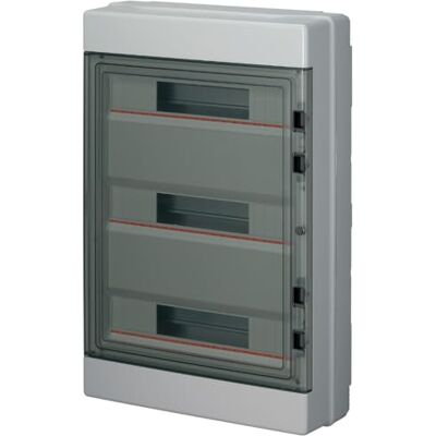 ELETTROCANALI Centralino da parete, 54 (3x18) moduli, con morsettiera 6x10mm, grigio, IP65, sportello in policarbonato fume' EC62054E ELETTROCANALI Centralino da parete, 54 (3x18) moduli, con morsettiera 6x10mm, grigio, IP65, sportello in policarbonato fume' EC62054E