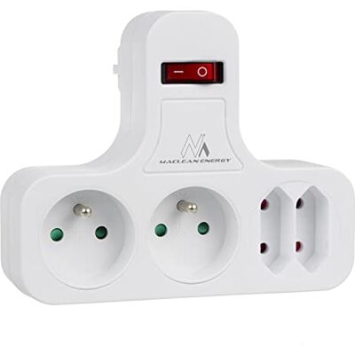 MACLEAN MCE224 Multipresa - Quadro, Interruttore a pedale, Stabilizzatore, Tipo E MACLEAN MCE224 Multipresa - Quadro, Interruttore a pedale, Stabilizzatore, Tipo E