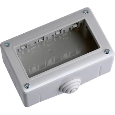 Electron Scatola a montaggio esterno, 4 Moduli/posti, Compatibile con BTicino Matix, IP40 per interno, Grigio, Custodia, Contenitore da parete porta frutti, per interruttori/prese, con passacavi Electron Scatola a montaggio esterno, 4 Moduli/posti, Compatibile con BTicino Matix, IP40 per interno, Grigio, Custodia, Contenitore da parete porta frutti, per interruttori/prese, con passacavi