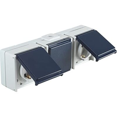 Opus Aqua - Wandcontactdoos opbouw esterno 3-vout horizontal - Light gray - Outdoor power outlet Opus Aqua - Wandcontactdoos opbouw esterno 3-vout horizontal - Light gray - Outdoor power outlet