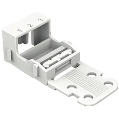 WAGO Adattatore di fissaggio per morsetti a 3 conduttori, serie 221-4 mm², con base di bloccaggio per montaggio in piedi, nero WAGO Adattatore di fissaggio per morsetti a 3 conduttori, serie 221-4 mm², con base di bloccaggio per montaggio in piedi, nero