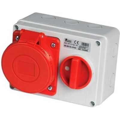 ROSI Presa interbloccata orizzontale con sezionatore interruttore, con fondo, 380V, 5 poli 3P+N+T, 16A, IP54 14.3414R6 ROSI Presa interbloccata orizzontale con sezionatore interruttore, con fondo, 380V, 5 poli 3P+N+T, 16A, IP54 14.3414R6