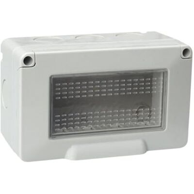 Electron Scatola a montaggio esterno con sportello, 4 Modulo/posto, Compatibile con Vimar Plana, IP55 per esterno, Grigio, Custodia, Contenitore da parete porta frutti, per interruttori/prese, idrobox Electron Scatola a montaggio esterno con sportello, 4 Modulo/posto, Compatibile con Vimar Plana, IP55 per esterno, Grigio, Custodia, Contenitore da parete porta frutti, per interruttori/prese, idrobox