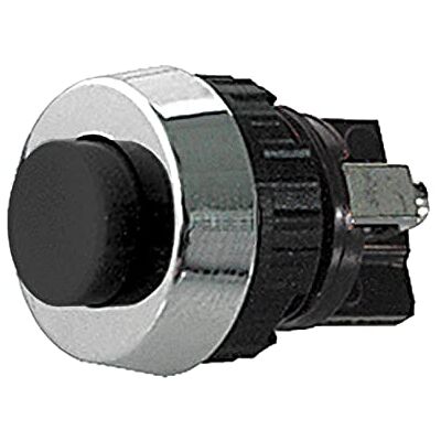ELCART Pulsante unipolare con tasto nero con contatto normalmente chiuso, foro di montaggio diametro 15mm 250V 0,7A ELCART Pulsante unipolare con tasto nero con contatto normalmente chiuso, foro di montaggio diametro 15mm 250V 0,7A