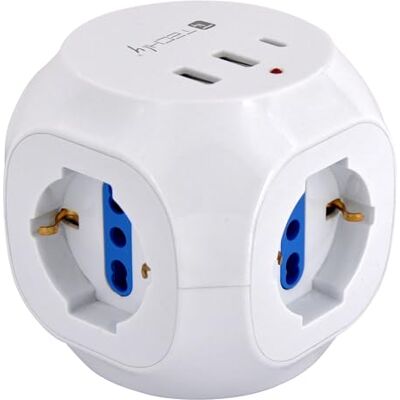 Techly 366037 Multipresa a Cubo 3 Posti con 2 Porte USB-A e 1 USB-C™ QC3.0 Bianco Techly 366037 Multipresa a Cubo 3 Posti con 2 Porte USB-A e 1 USB-C™ QC3.0 Bianco