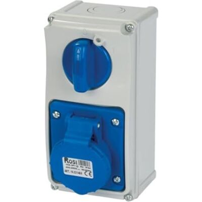 ROSI Presa interbloccata verticale con sezionatore interruttore, con fondo, 220V 230V, 3 poli 2P+T, 16A, IP54 19.3214B6 ROSI Presa interbloccata verticale con sezionatore interruttore, con fondo, 220V 230V, 3 poli 2P+T, 16A, IP54 19.3214B6