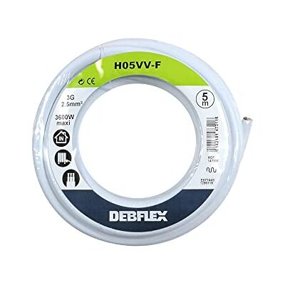 DEBFLEX 145311 Bobina HO5VV-F 3G2,5, 5 m, colore: Bianco DEBFLEX 145311 Bobina HO5VV-F 3G2,5, 5 m, colore: Bianco