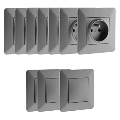 Artezo Grigio 7 Prese 3 Interruttori - Interruttori e Prese Artezo Grigio 7 Prese 3 Interruttori - Interruttori e Prese