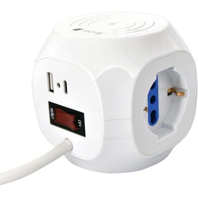 Techly 366044 Multipresa a Cubo 4 Posti con USB-A e USB-C™ QC3.0 e Ricarica Wireless Bianco Techly 366044 Multipresa a Cubo 4 Posti con USB-A e USB-C™ QC3.0 e Ricarica Wireless Bianco