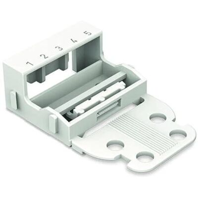 WAGO Supporto di montaggio, per morsettiere a 5 conduttori, Serie 221-4 mm², con piedino di montaggio a scatto per montaggio verticale, bianco, (10 pz) WAGO Supporto di montaggio, per morsettiere a 5 conduttori, Serie 221-4 mm², con piedino di montaggio a scatto per montaggio verticale, bianco, (10 pz)