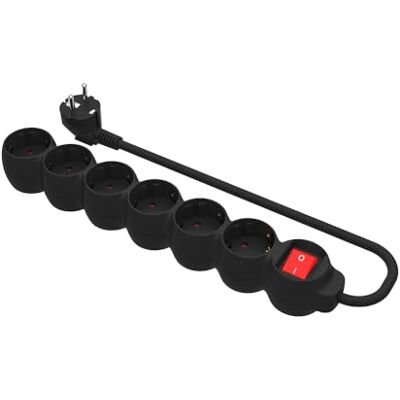 Simon Brico – Base 6 presa presa 2P + T + interruttore + Cavo 1,5 m 3 G1 nero borsa Solapa Simon Brico – Base 6 presa presa 2P + T + interruttore + Cavo 1,5 m 3 G1 nero borsa Solapa