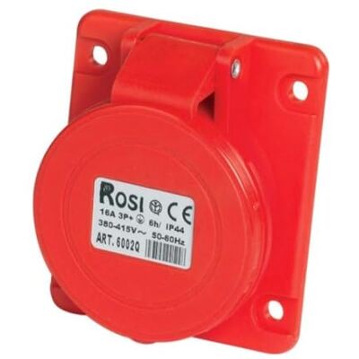 ROSI Presa industriale da incasso, 380V 400V 415V, 5 poli 3P+N+T, 32A, IP54, 80x80mm, inclinata 10 1006006Q ROSI Presa industriale da incasso, 380V 400V 415V, 5 poli 3P+N+T, 32A, IP54, 80x80mm, inclinata 10 1006006Q