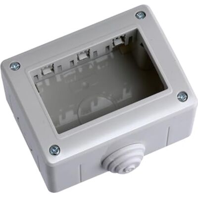 Electron Scatola a montaggio esterno, 3 Moduli/posti, Compatibile con BTicino Matix, IP40 per interno, Grigio, Custodia, Contenitore da parete porta frutti, per interruttori/prese, con passacavi Electron Scatola a montaggio esterno, 3 Moduli/posti, Compatibile con BTicino Matix, IP40 per interno, Grigio, Custodia, Contenitore da parete porta frutti, per interruttori/prese, con passacavi